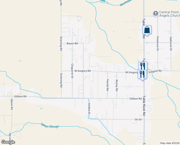 map of restaurants, bars, coffee shops, grocery stores, and more near 475 West Gregory Road in Central Point