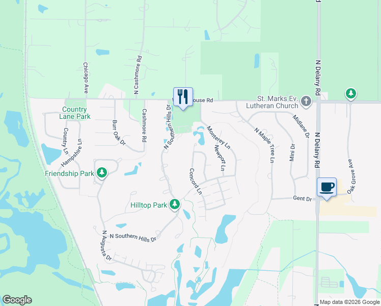 map of restaurants, bars, coffee shops, grocery stores, and more near 3152 Concord Lane in Wadsworth