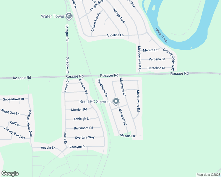 map of restaurants, bars, coffee shops, grocery stores, and more near 10389 Metalmark Lane in Roscoe