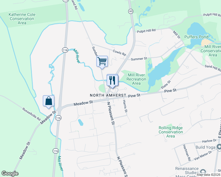 map of restaurants, bars, coffee shops, grocery stores, and more near in Amherst
