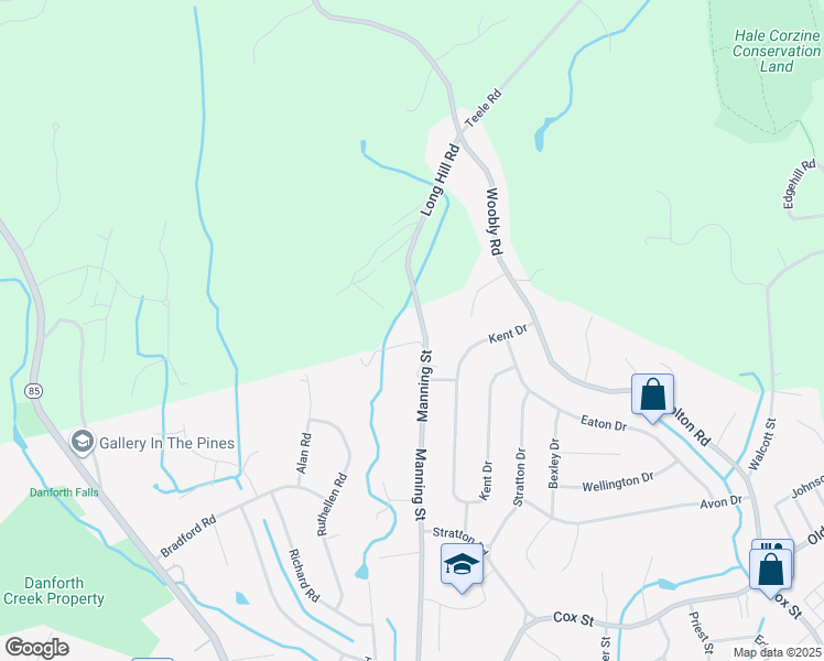 map of restaurants, bars, coffee shops, grocery stores, and more near 399 Long Hill Road in Bolton