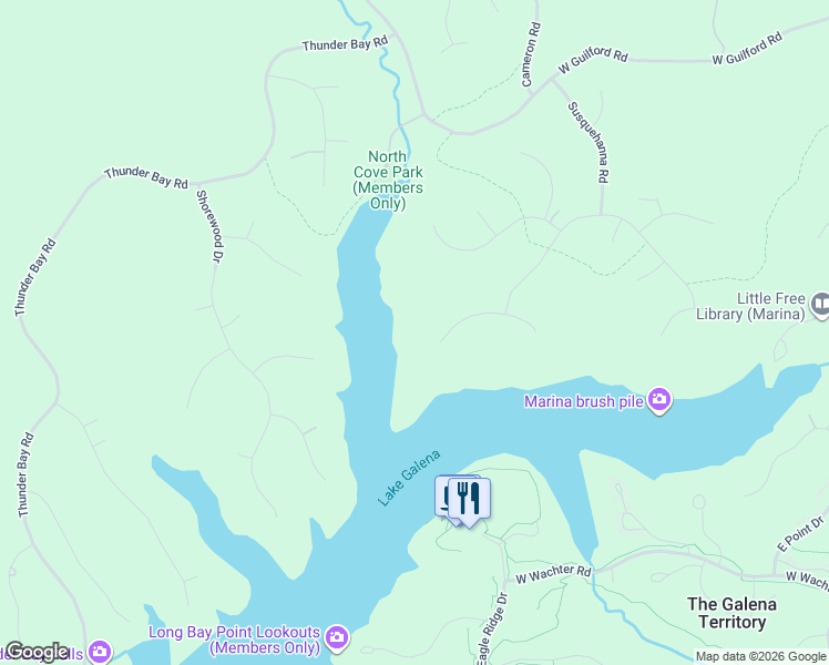 map of restaurants, bars, coffee shops, grocery stores, and more near 25 Thunder Rock Trail in Galena
