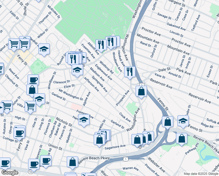 map of restaurants, bars, coffee shops, grocery stores, and more near 50 Brook Street in Chelsea
