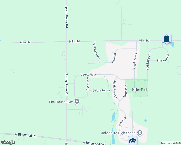 map of restaurants, bars, coffee shops, grocery stores, and more near 2315 Dakota Ridge in Johnsburg