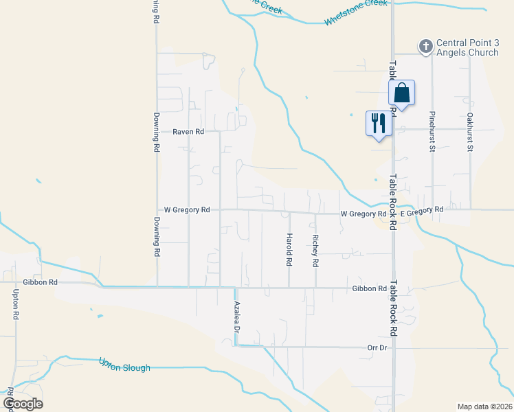 map of restaurants, bars, coffee shops, grocery stores, and more near 375 West Gregory Road in Central Point