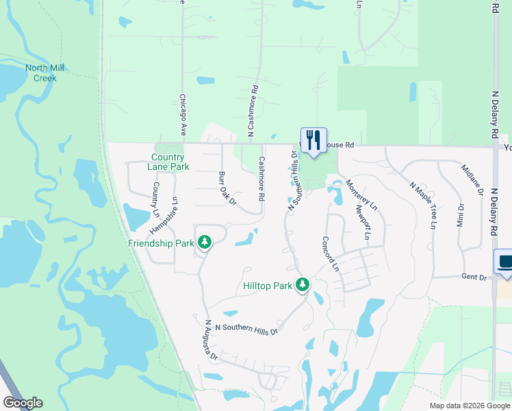 map of restaurants, bars, coffee shops, grocery stores, and more near 3220 Burr Oak Drive in Waukegan