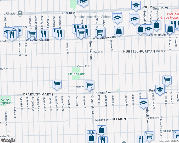 map of restaurants, bars, coffee shops, grocery stores, and more near in 
