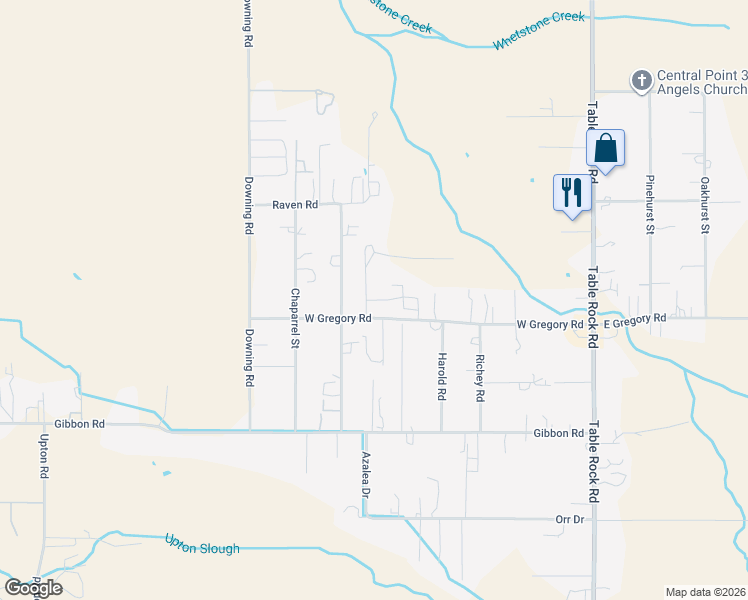 map of restaurants, bars, coffee shops, grocery stores, and more near 475 West Gregory Road in Central Point