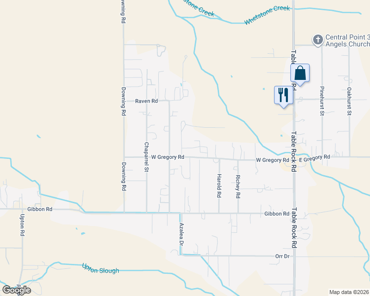 map of restaurants, bars, coffee shops, grocery stores, and more near 475 West Gregory Road in Central Point