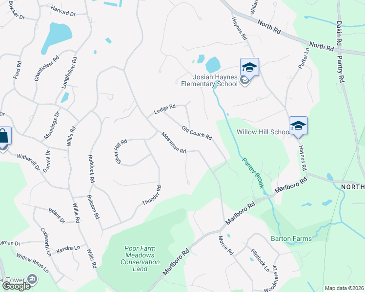 map of restaurants, bars, coffee shops, grocery stores, and more near 89 Mossman Road in Sudbury