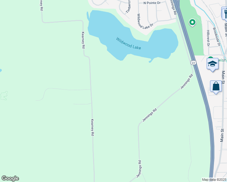 map of restaurants, bars, coffee shops, grocery stores, and more near 8830 Kearney Road in Whitmore Lake