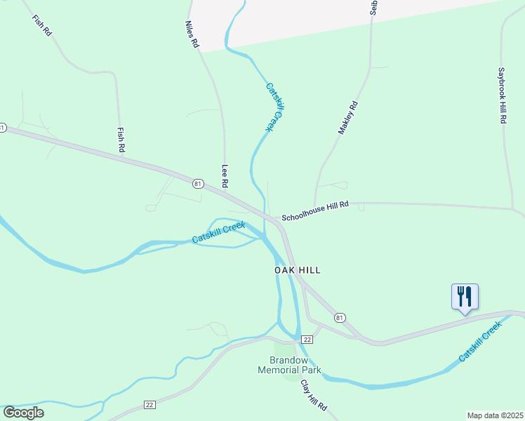 map of restaurants, bars, coffee shops, grocery stores, and more near 7872 New York 81 in Greene County