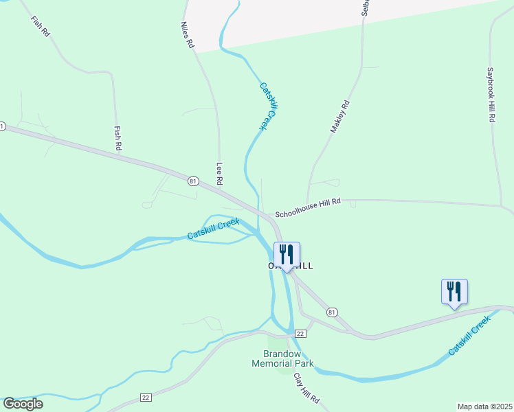 map of restaurants, bars, coffee shops, grocery stores, and more near 7872 New York 81 in Greene County