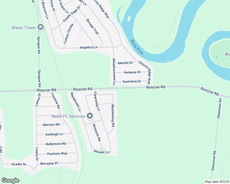 map of restaurants, bars, coffee shops, grocery stores, and more near 10528 Meadowsweet Lane in Roscoe