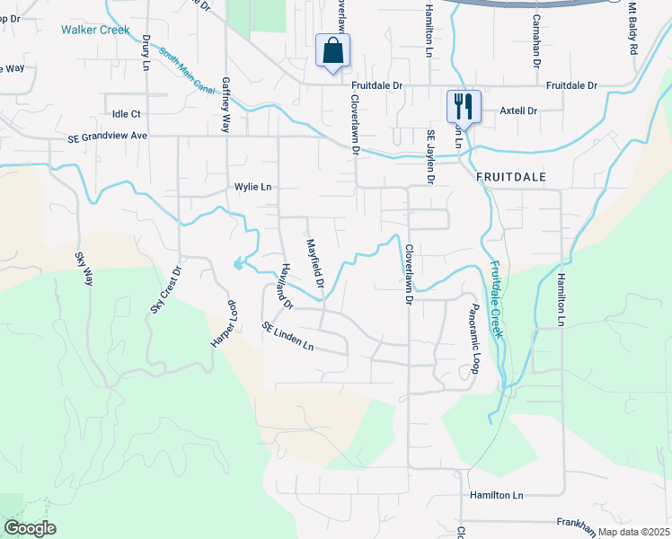 map of restaurants, bars, coffee shops, grocery stores, and more near 2122 Montgomery Lane in Grants Pass