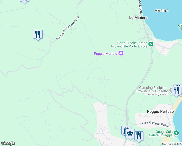 map of restaurants, bars, coffee shops, grocery stores, and more near Strada di Spaccamontagne in Provincia di Grosseto