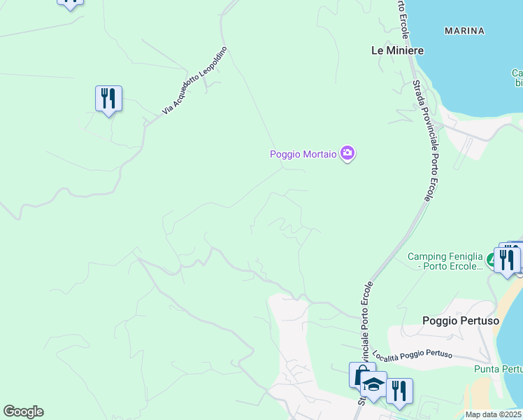 map of restaurants, bars, coffee shops, grocery stores, and more near Strada di Spaccamontagne in Provincia di Grosseto