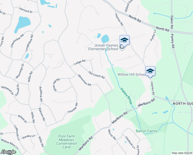 map of restaurants, bars, coffee shops, grocery stores, and more near 41 Old Coach Road in Sudbury