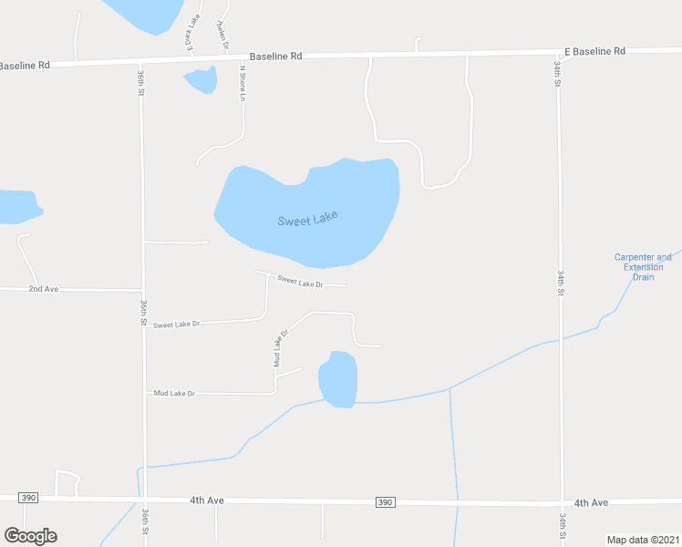 map of restaurants, bars, coffee shops, grocery stores, and more near 35048 Sweet Lake Drive in Gobles