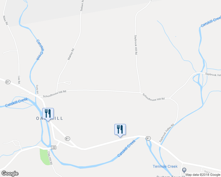 map of restaurants, bars, coffee shops, grocery stores, and more near 68 Schoolhouse Hill Road in Oak Hill