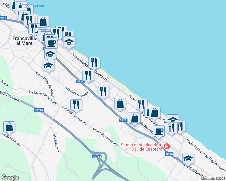 map of restaurants, bars, coffee shops, grocery stores, and more near 26 Via Tosti F. Paolo in Francavilla al Mare