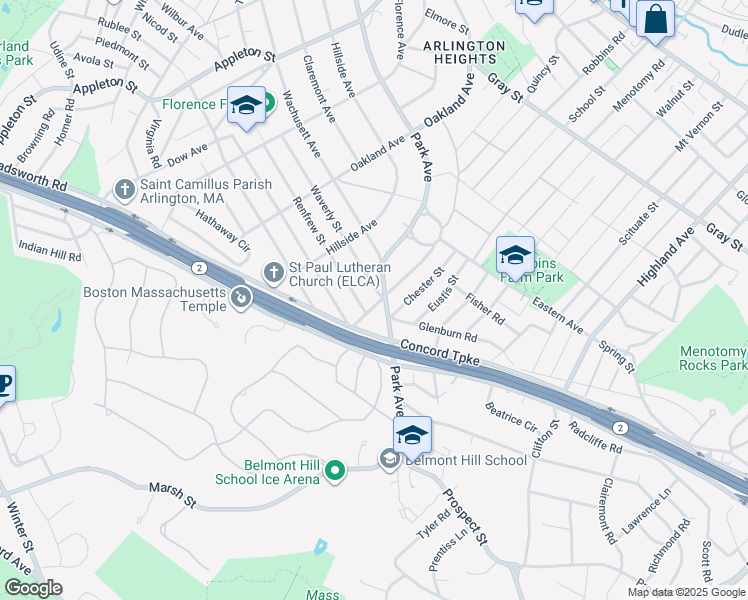 map of restaurants, bars, coffee shops, grocery stores, and more near 219 Cedar Ave in Arlington