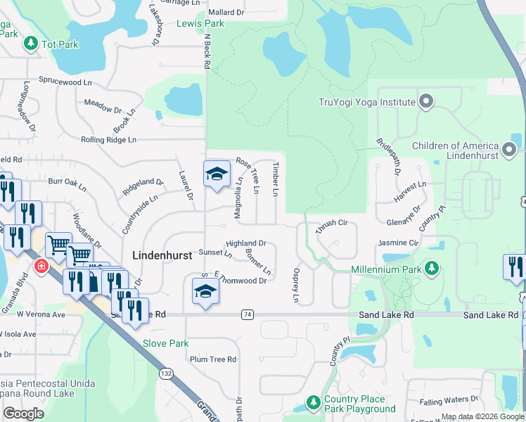 map of restaurants, bars, coffee shops, grocery stores, and more near 161 Rose Tree Lane in Lindenhurst