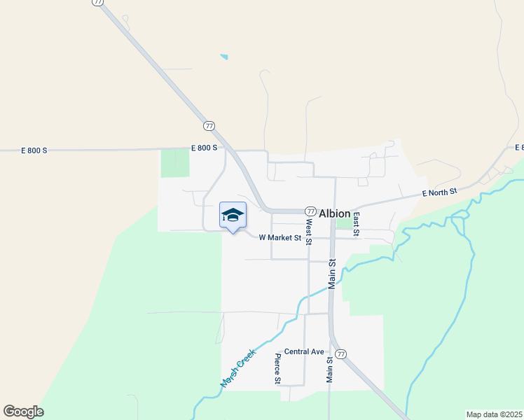 map of restaurants, bars, coffee shops, grocery stores, and more near East North Street in Albion