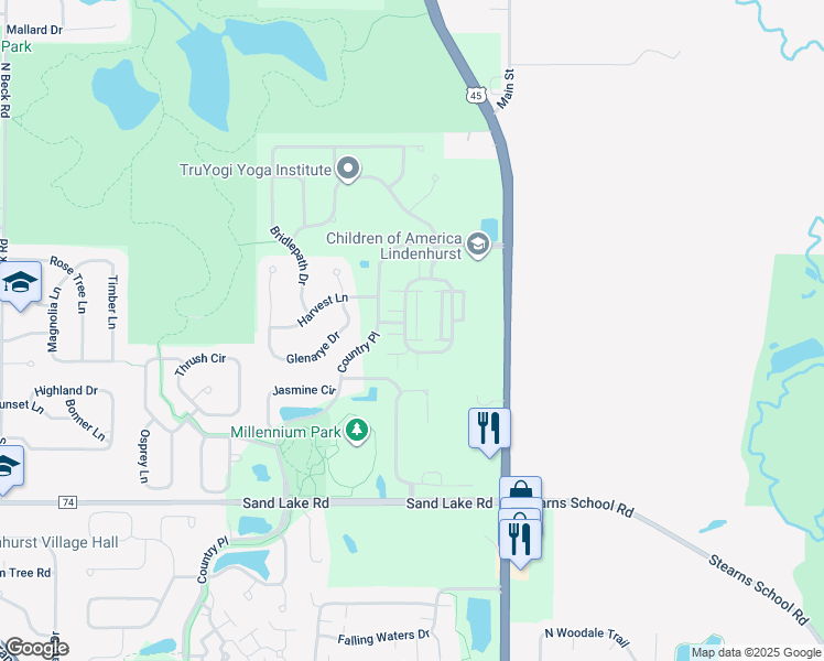 map of restaurants, bars, coffee shops, grocery stores, and more near 2610 Neubauer Circle in Lake Villa