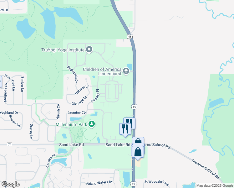 map of restaurants, bars, coffee shops, grocery stores, and more near 1602 Neubauer Circle in Lindenhurst