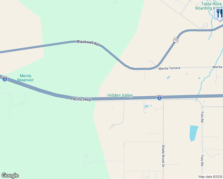 map of restaurants, bars, coffee shops, grocery stores, and more near 8785 Blackwell Road in Central Point