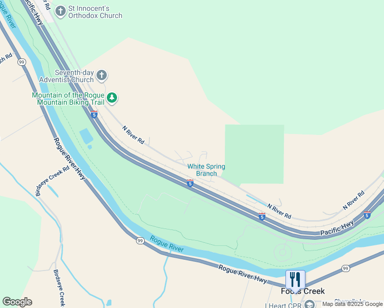 map of restaurants, bars, coffee shops, grocery stores, and more near 3714 North River Road in Gold Hill