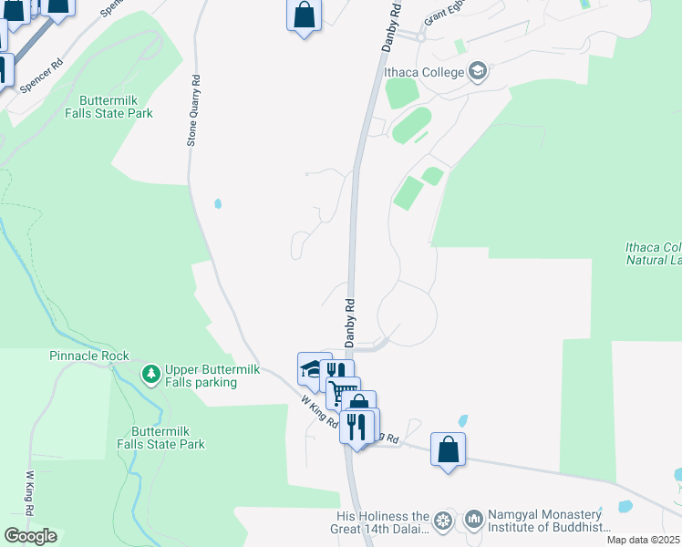 map of restaurants, bars, coffee shops, grocery stores, and more near 1002-1008 Highway 96B in Ithaca