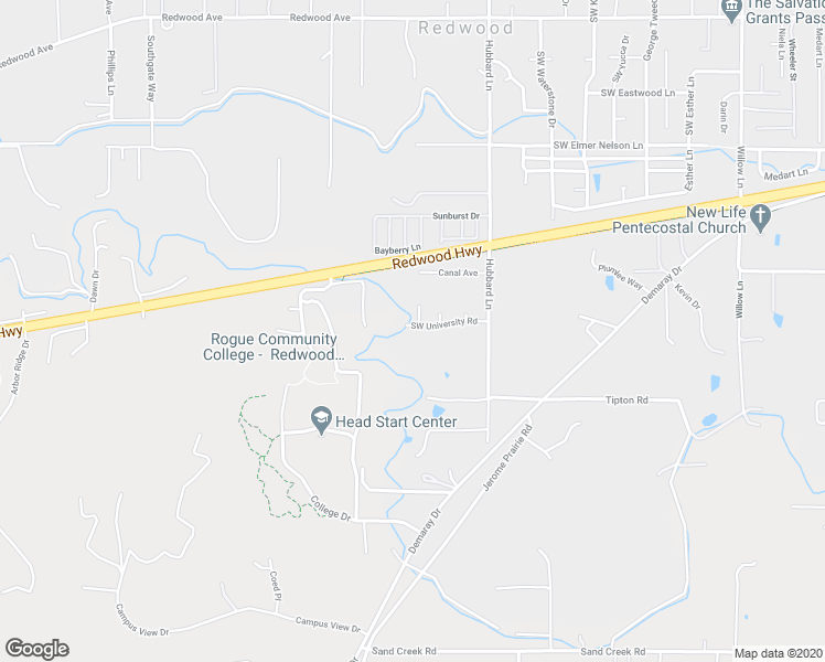 map of restaurants, bars, coffee shops, grocery stores, and more near 3109 Southwest University Road in Grants Pass