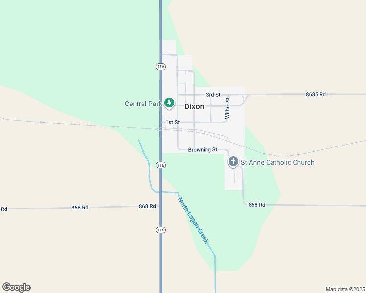 map of restaurants, bars, coffee shops, grocery stores, and more near 200 Main Street in Dixon