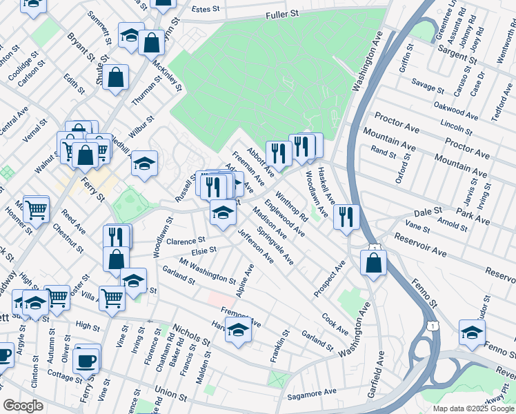 map of restaurants, bars, coffee shops, grocery stores, and more near in Everett