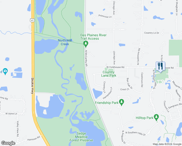 map of restaurants, bars, coffee shops, grocery stores, and more near 3342 Victoria Lane in Waukegan