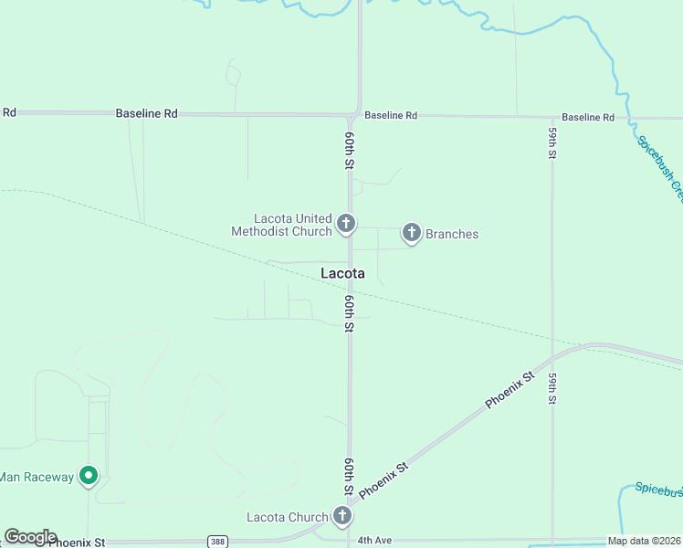 map of restaurants, bars, coffee shops, grocery stores, and more near in Lacota