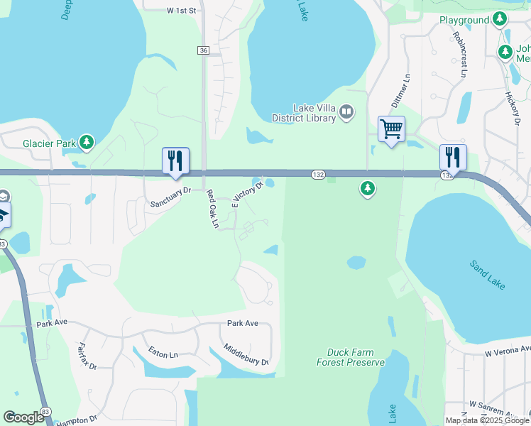 map of restaurants, bars, coffee shops, grocery stores, and more near 1055 East Grand Avenue in Lindenhurst