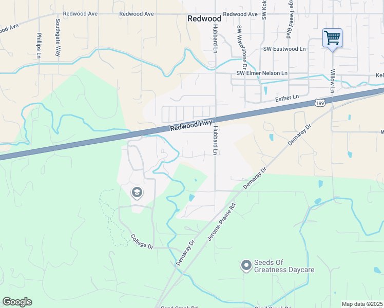 map of restaurants, bars, coffee shops, grocery stores, and more near 2016 Southwest Duke Street in Grants Pass