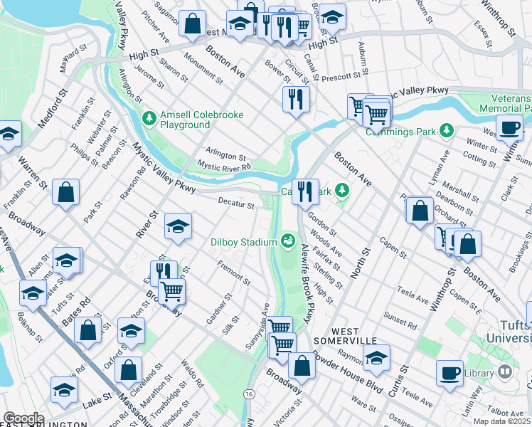 map of restaurants, bars, coffee shops, grocery stores, and more near 1 Decatur Street in Arlington