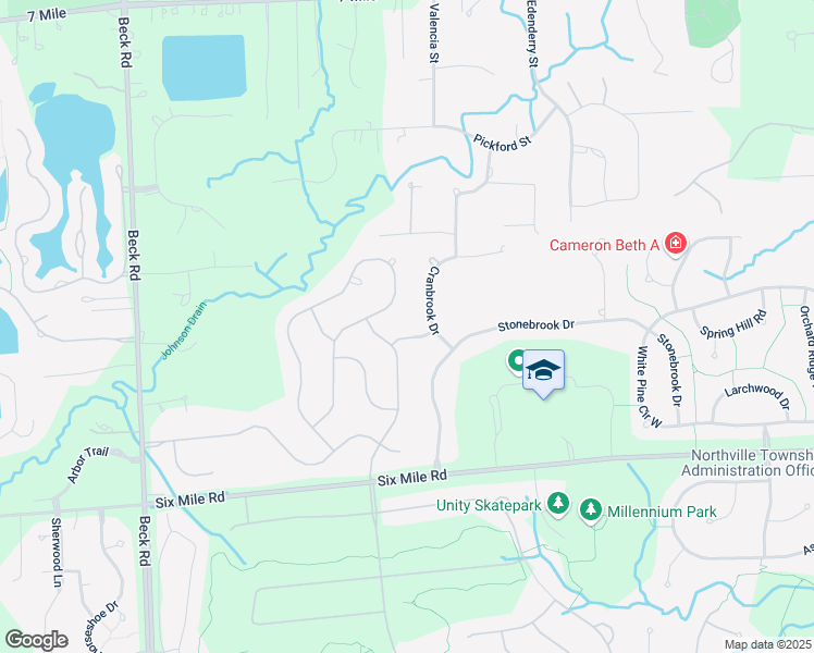 map of restaurants, bars, coffee shops, grocery stores, and more near 46350 Rustic Hills Drive in Northville