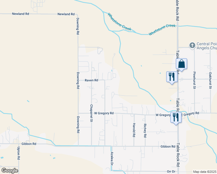 map of restaurants, bars, coffee shops, grocery stores, and more near 6698 Ponderosa Street in Central Point