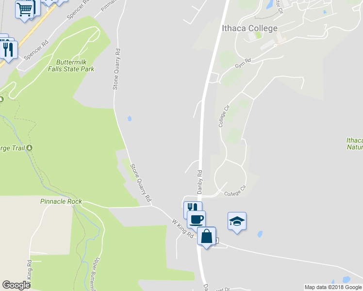 map of restaurants, bars, coffee shops, grocery stores, and more near 1006 Danby Road in Ithaca