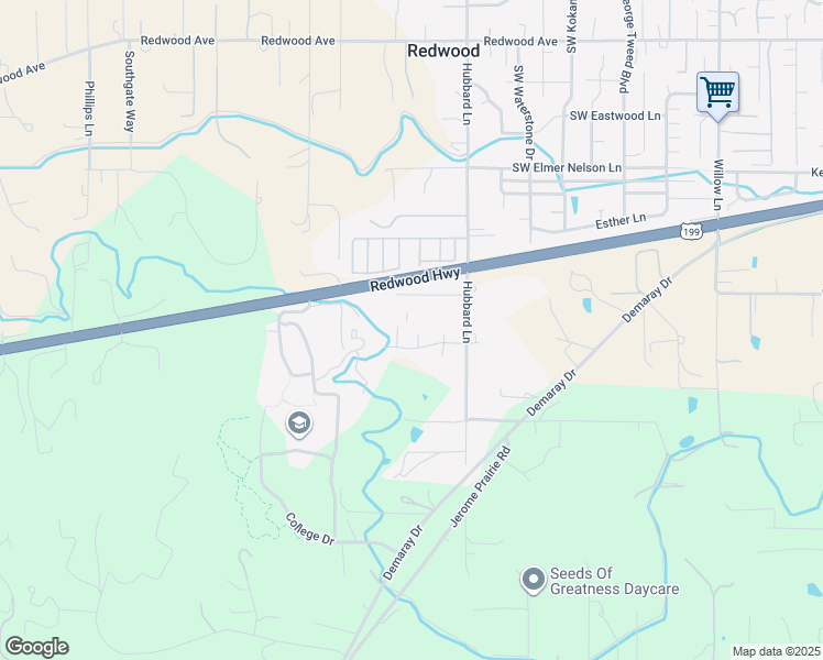 map of restaurants, bars, coffee shops, grocery stores, and more near 2016 Southwest Duke Street in Grants Pass