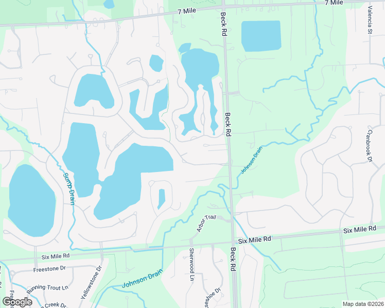 map of restaurants, bars, coffee shops, grocery stores, and more near 47714 Newcastle Court in Northville