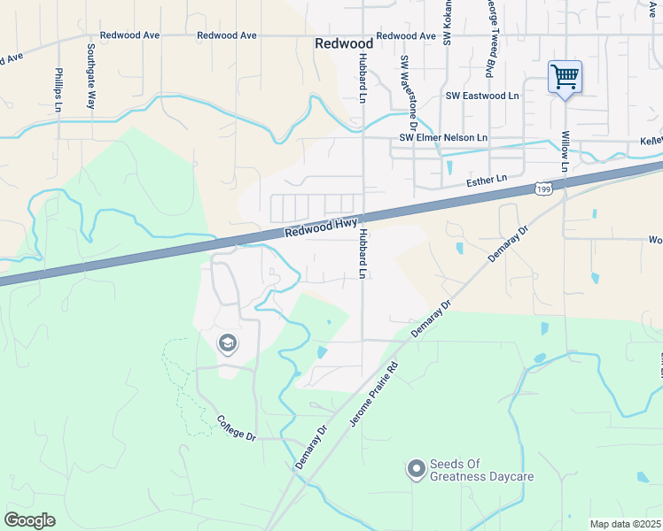 map of restaurants, bars, coffee shops, grocery stores, and more near 2016 Southwest Duke Street in Grants Pass