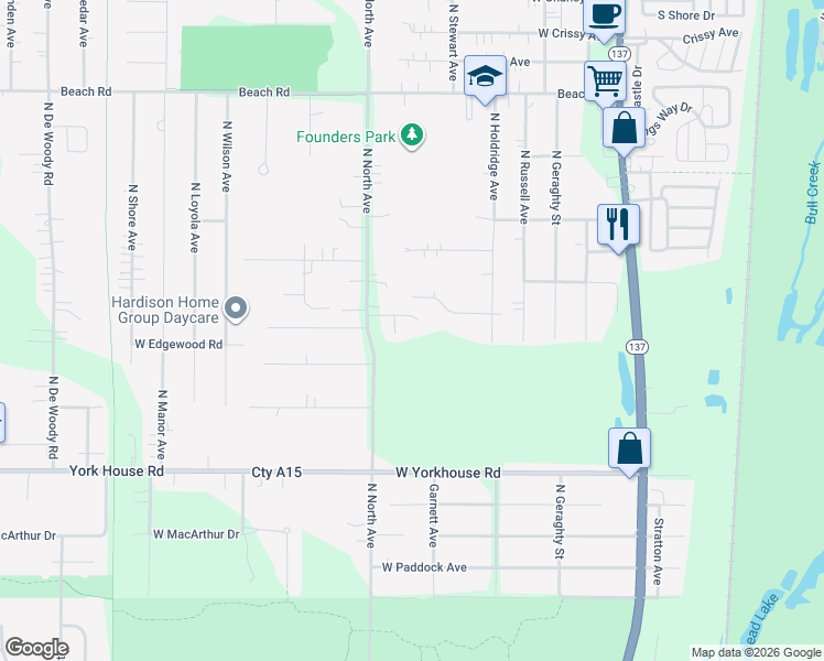 map of restaurants, bars, coffee shops, grocery stores, and more near 10427 Boyce Lane in Beach Park