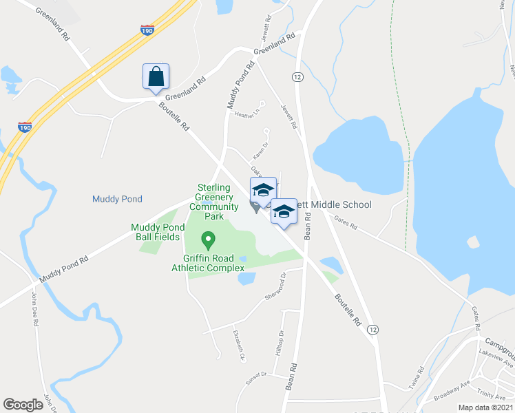 map of restaurants, bars, coffee shops, grocery stores, and more near 32 Boutelle Rd in Sterling