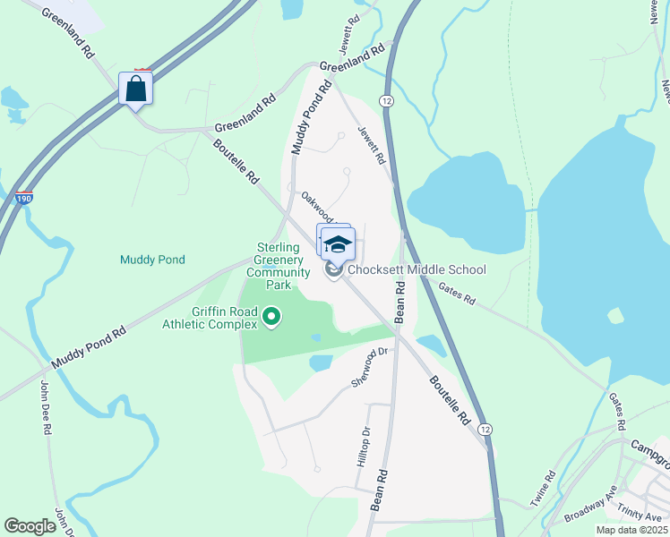 map of restaurants, bars, coffee shops, grocery stores, and more near 32 Boutelle Road in Sterling